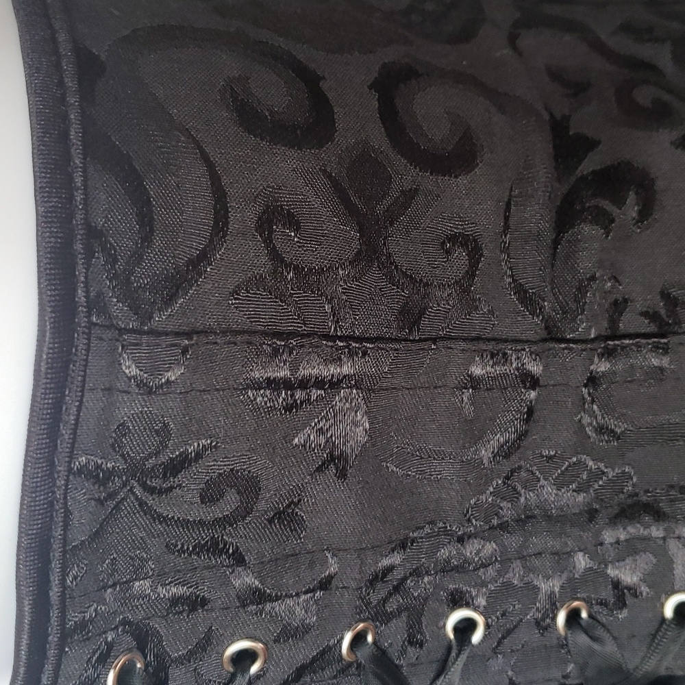 Women's Black Jacquard Strapless Lace-Up Back Bustier Corset Top Size M - Picture 9 of 17